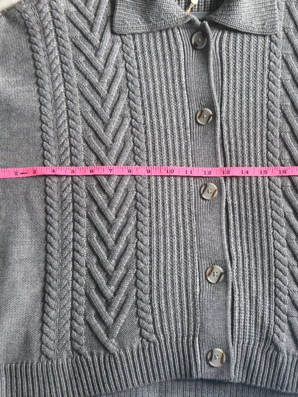 NWT Quince Australian Merino Wool Collared Cardigan Gray Medium - Picture 6 of 8